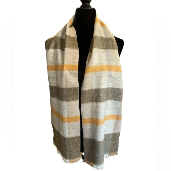 Vintage Trimingham's Bermuda Scarf Plaid Made in France Neutral - Picture 3 of 6